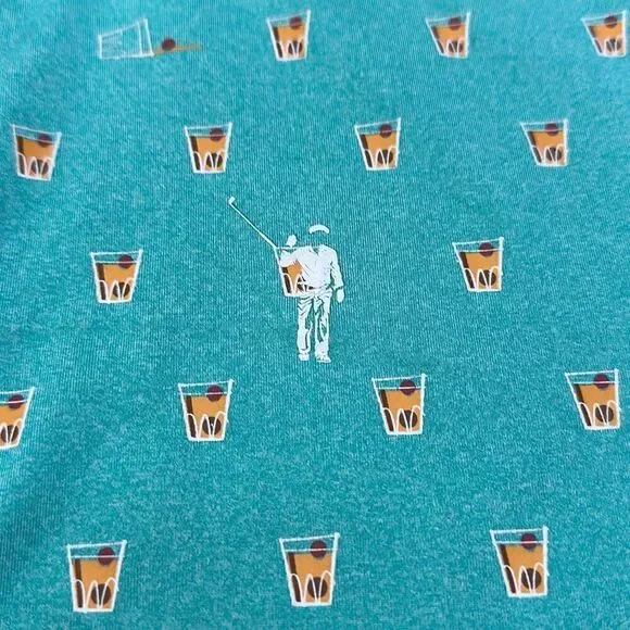 William Murray Polo Shirt Green Cocktail Drink Print Short Sleeve Men’s Size XL - Picture 3 of 9